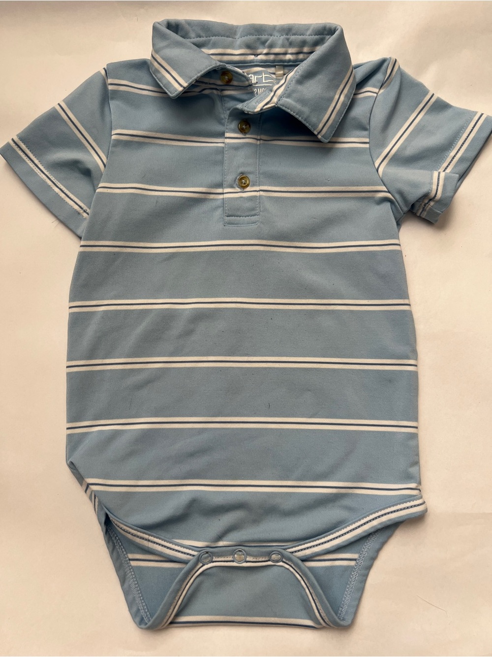 Striped Light Blue Polo One-Piece Bodysuit for Kids